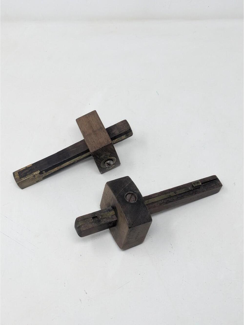 2x  Antique Marking & Mortise Gauge Brass & Rosewood-Mathieson & Unknown